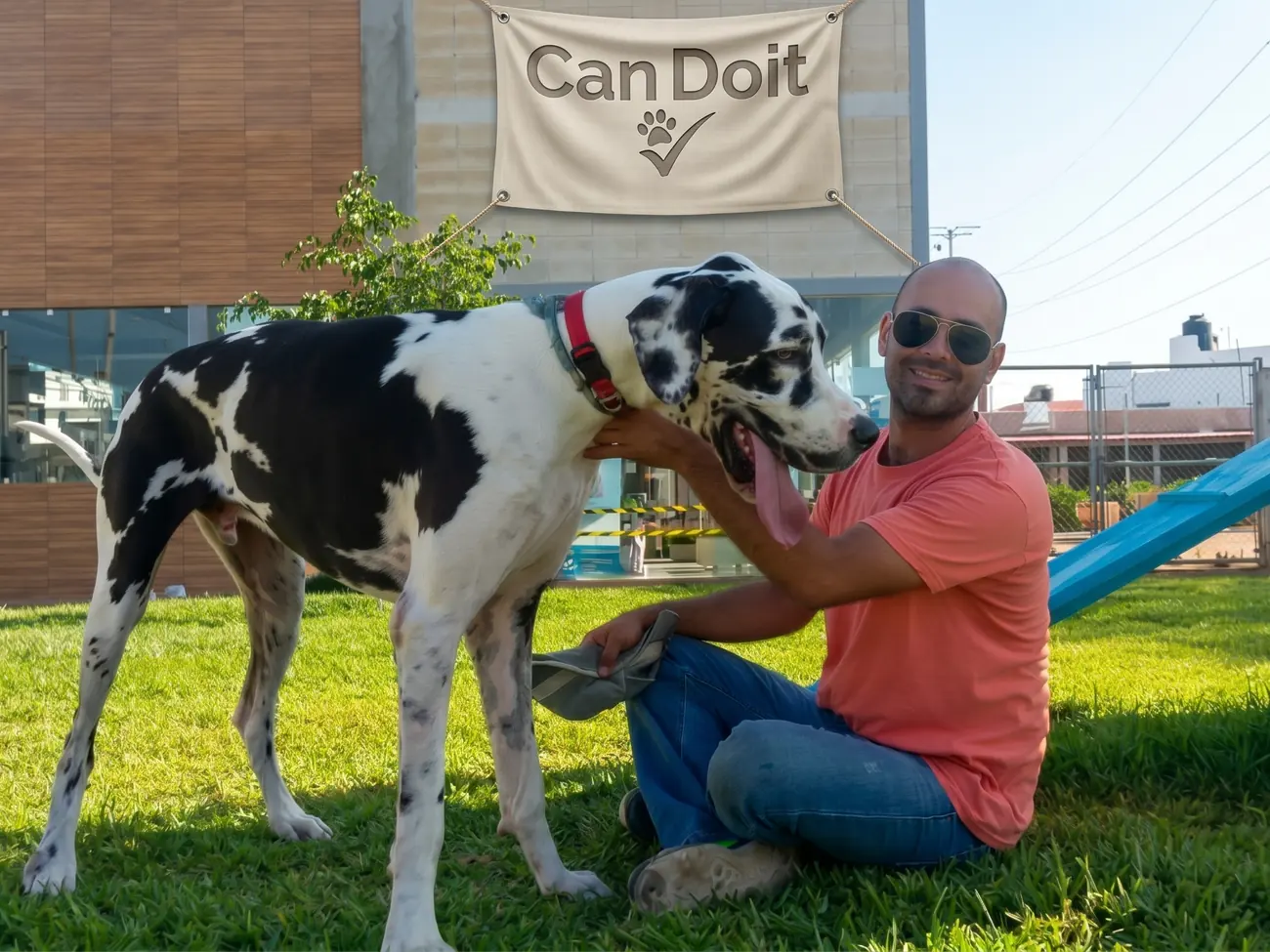 Horacio con un gran danés